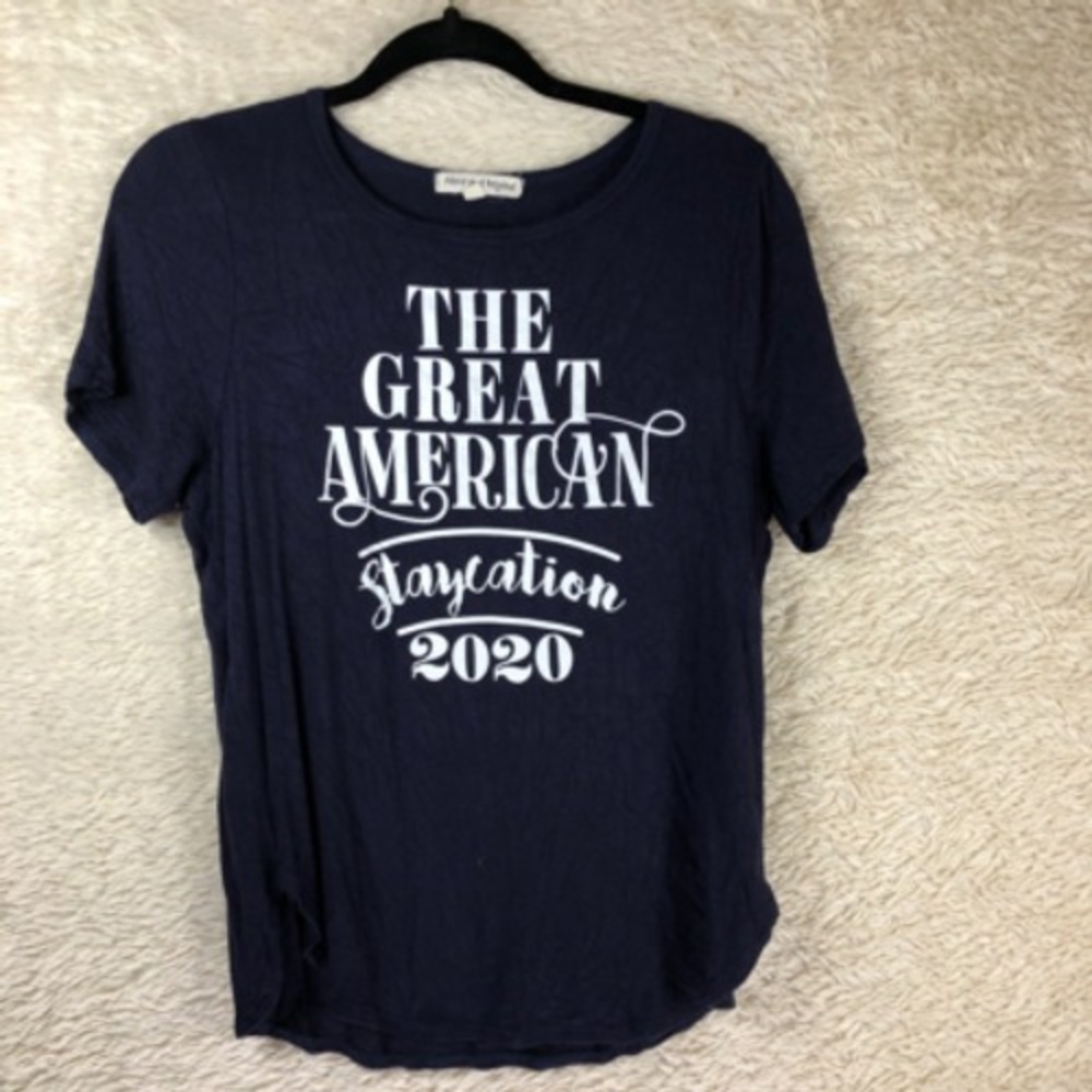 Above And Beyond Womens T-Shirt Blue White The Great American Staycation 2020 M